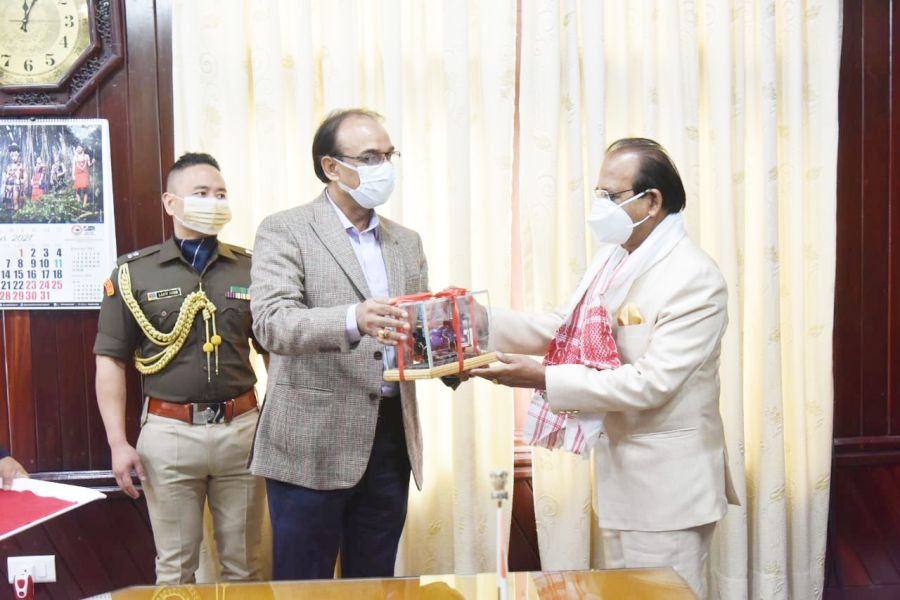 NFR, General Manager, Anshul Gupta with Prof Jagdish Mukhi, Governor of Nagaland at Kohima on December 1.